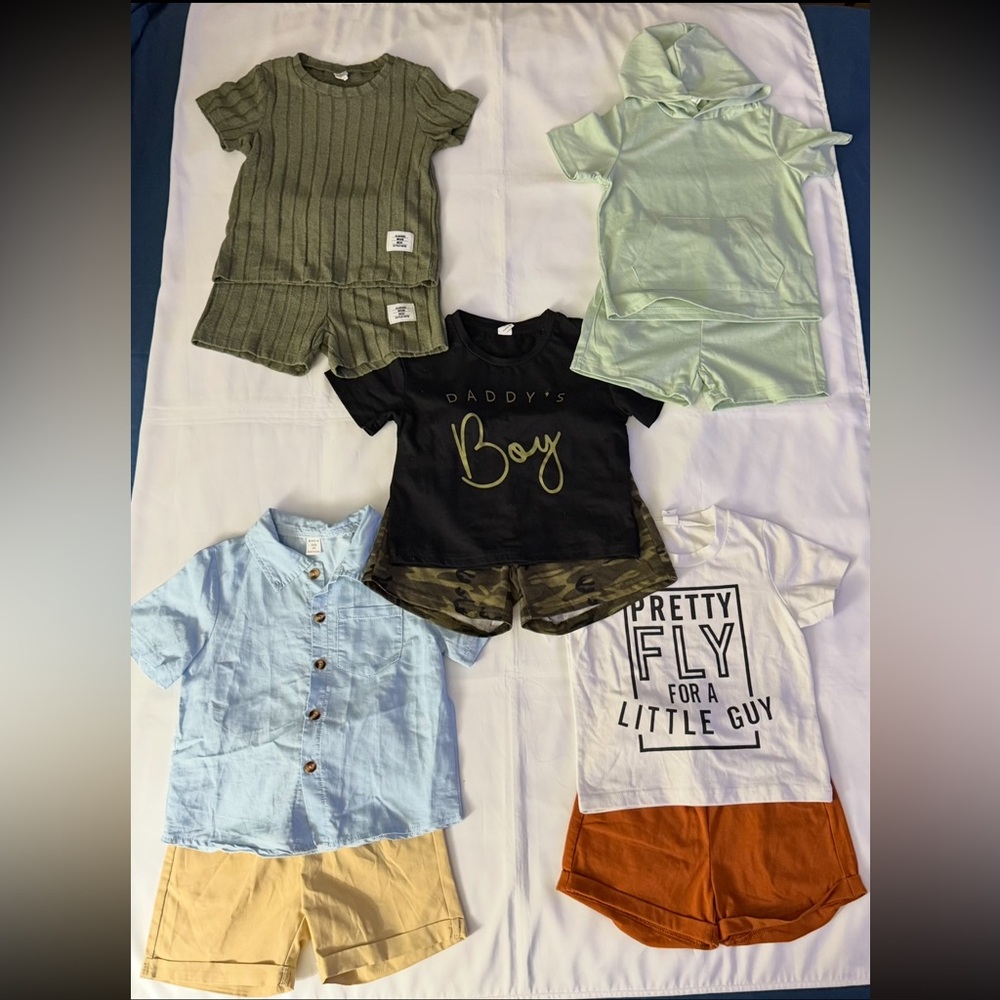 SHEIN Matching Sets Toddler Bundle - Short Sleeve Shirt & Shorts